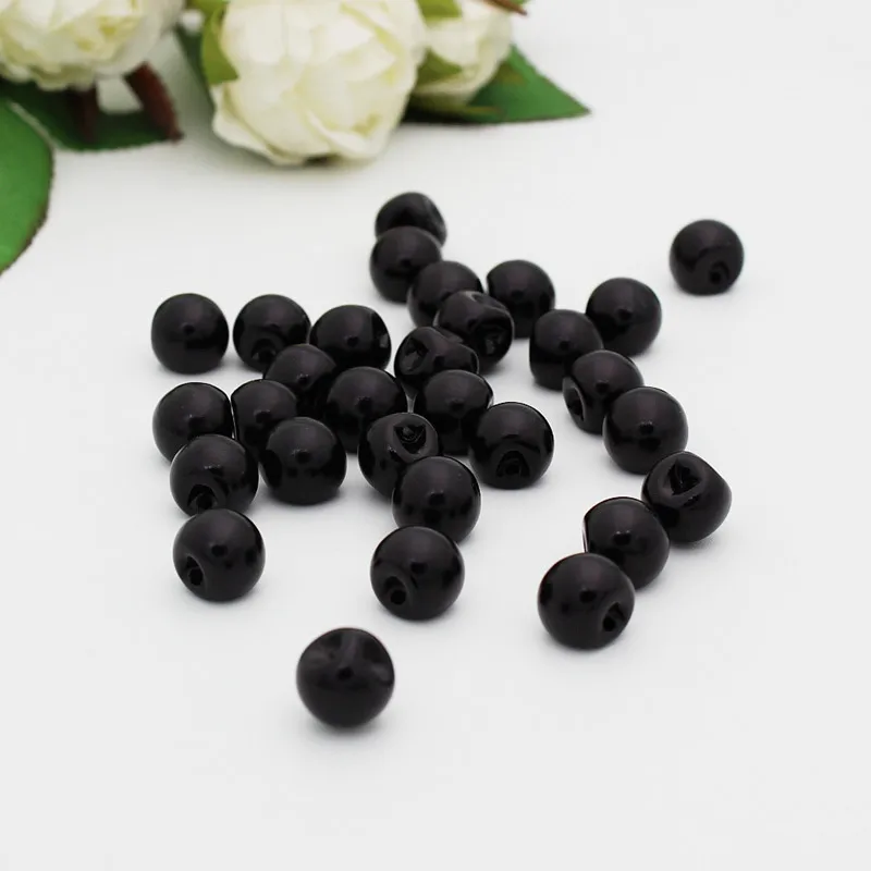 50pcs/lot 8/10/12mm 4 size  black pearls Buttons  sdark hole plastic Decorative Buttons Sewing diy Accessories Scrapbooking