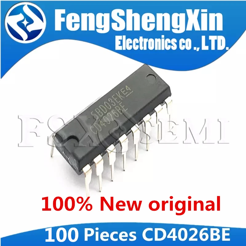 

100pcs/lot 100% New original CD4026BE DIP-16 CD4026 CMOS Decade Counters/Dividers ic