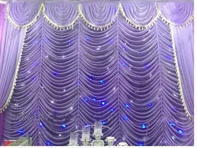 

3*6m Good Quality Ice Silk Purple Wedding Backdrop Curtain with Drape Swag Event Party Wedding Backdrop Curtain Stage Background