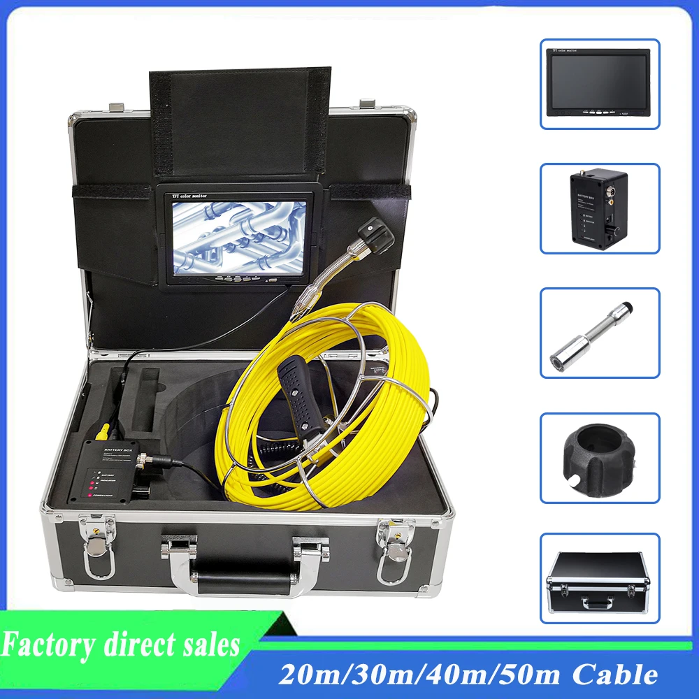 

7inch Screen 23mm New Industrial Drain Pipe Inspection Video System 20M 30M 40M 50M Cable Endoscope Sewer Camera With 12pcs LEDS