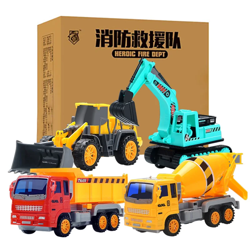 4 Piece Big Model Car Baby Kids toy Inertia Cars bulldozer Truck tractor Excavator Boy Toy Kid infant Gift diecasts toy vehicles