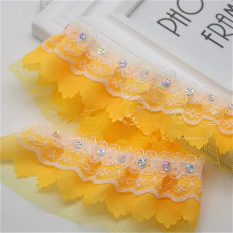 3YD 5cm Chiffon Five-finger Flower Embossed Non-elastic Lace Mesh Yarn Clothing Accessories Toys Discount Lace