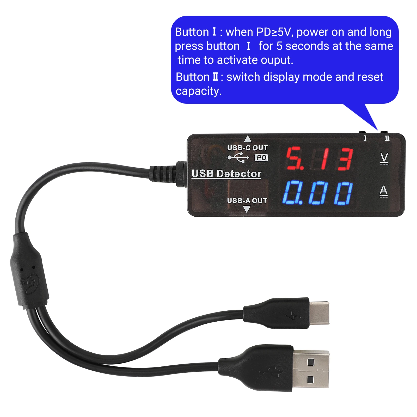 DROK Double Type C+A Current and Voltage meter USB Tester PD Charger doctor Multimeter USB C DC digital Voltmeter Amp Meter 