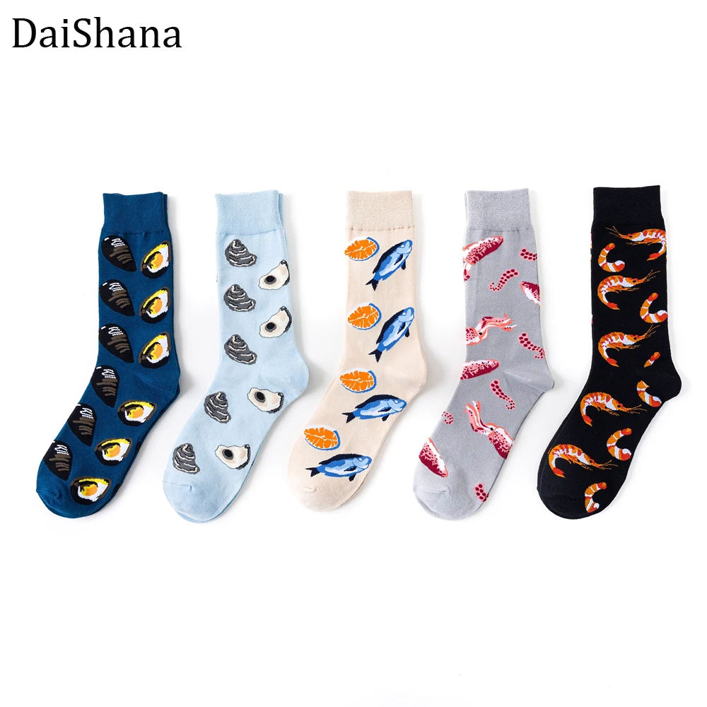 [DaiShana]Harajuku funny socks Food Seafood actic shrimp/Squid Socks Women Divertidos Milk Creative Life Sokken Chaussette Femme