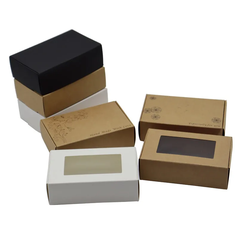 

50Pcs 11.5x7x3.5cm Rectangular Kraft Paper Packaging Small Boxes Jewelry Cute Accessories/Rings Packing Box