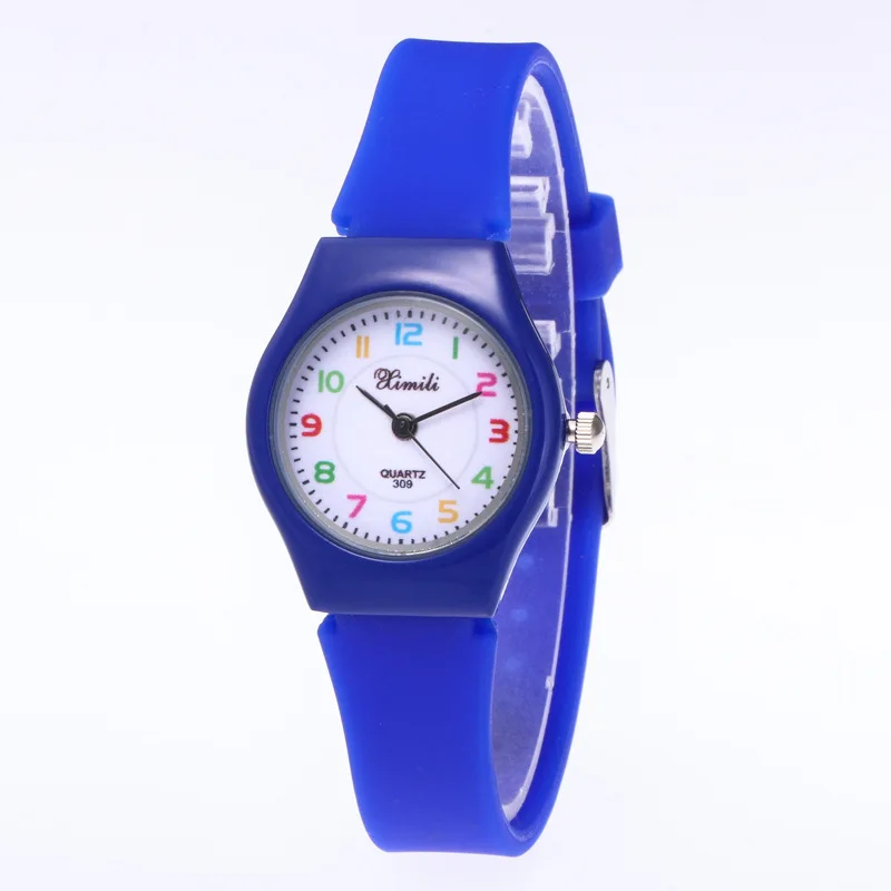 Montre à Quartz colorée pour garçons et filles, décontractée, bracelet en Silicone, jolis chiffres, nouvelle collection 2021