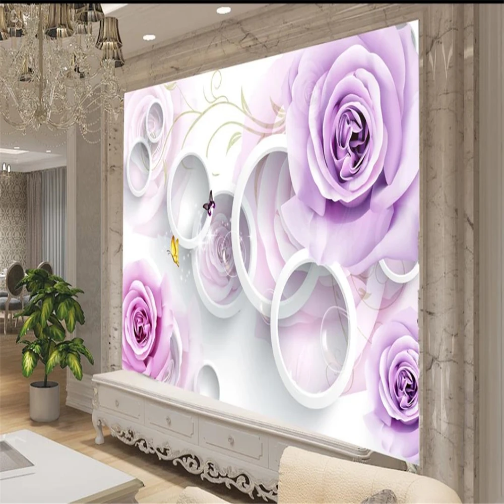 

Custom wallpapers 3d murals wallpaper for living room 3D romantic rose wallpapers TV background wall decoration painting