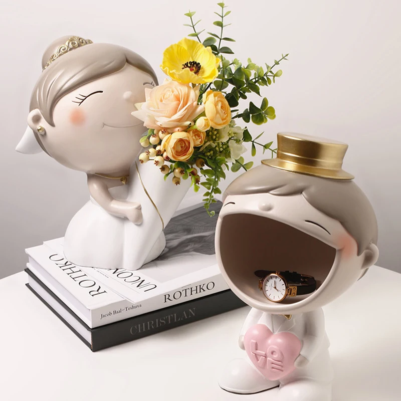 

Home Decor Interior Figurines Wedding Decor Creative Resin Ornaments Vase Sundries Storage Statue Gift Craft Desktop Sculpture