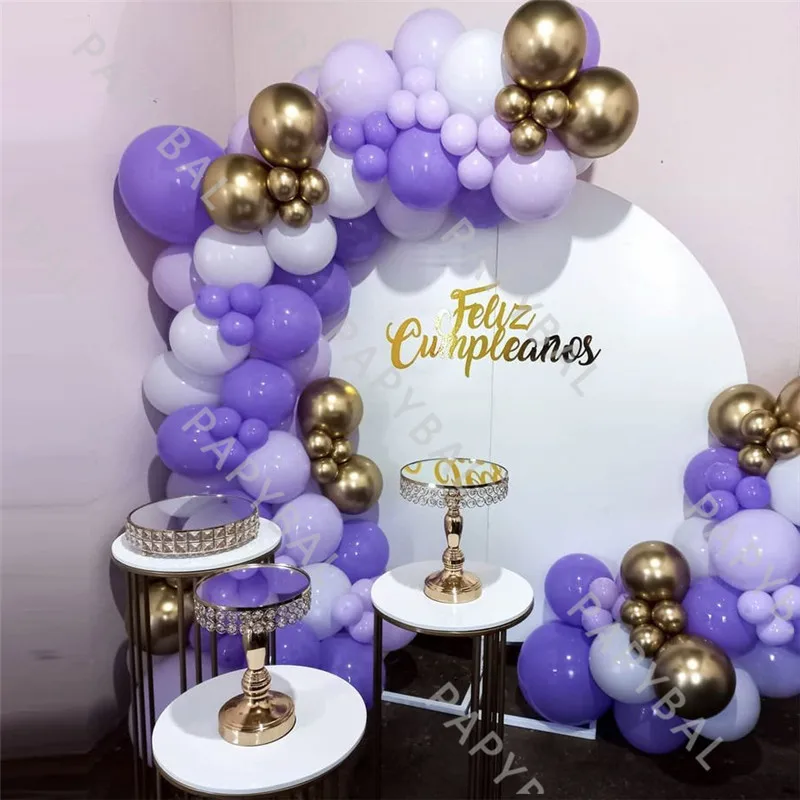 

105Pcs Romantic Purple Wedding Balloon Set Chrome Gold Balloons Arch Garland Kit Birthday Party Decoration Baby Shower Globos