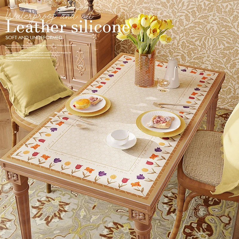 Flower Print Table Cloth PVC Leather Waterproof Oilproof Heat-resistant Tablecloth Coffee Table Mat Table Cover Pad Custom Mat