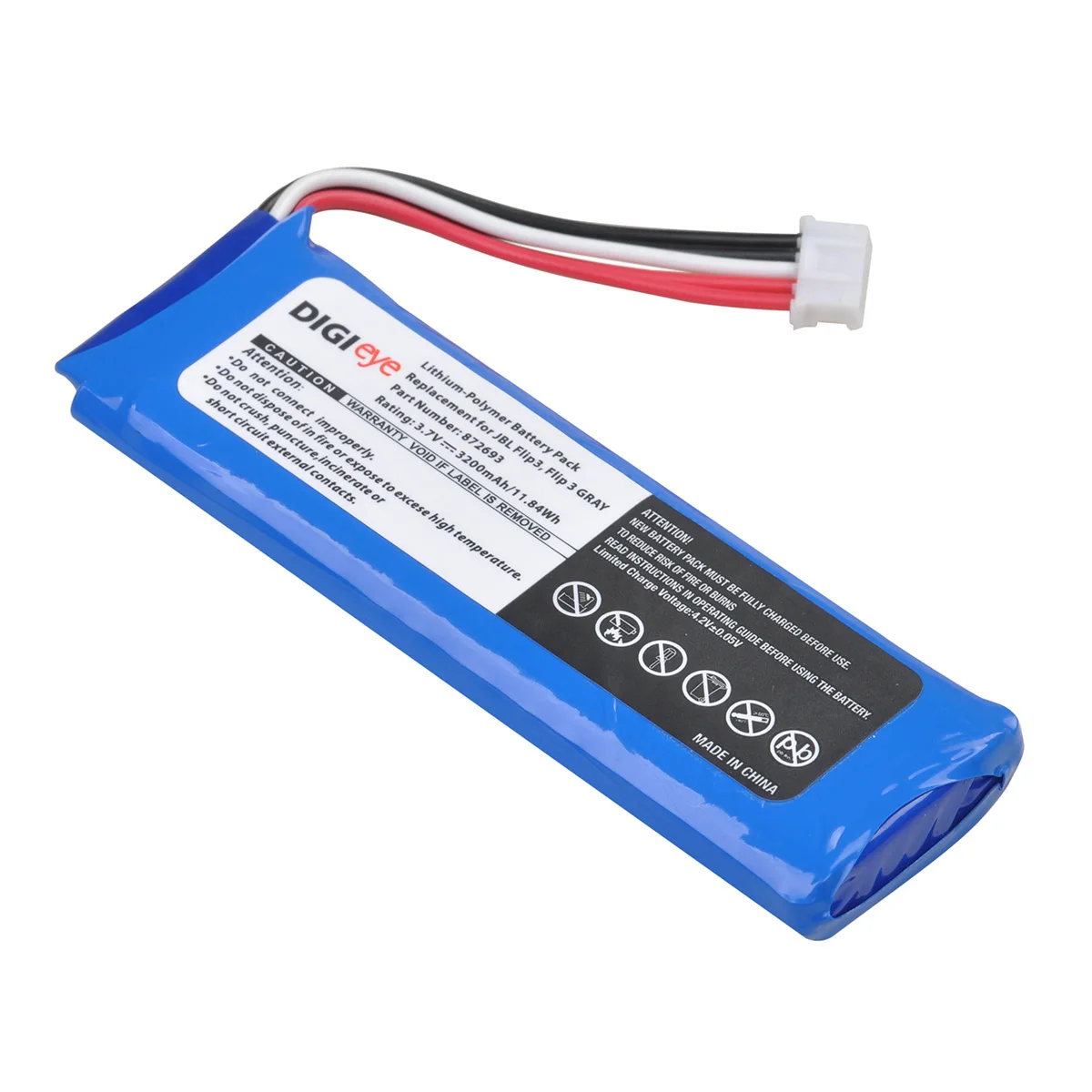 3200mAh GSP872693 Replacement Battery P763098 03 for JBL Flip 3, JBL Flip 3 GRAY Portable Bluetooth Speaker