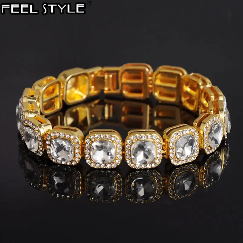 Hip Hop 12 MM Micro Pave Cubic Zircon Alloy Tennis Chain Bracelet Bling Mens For Men Women Jewelry