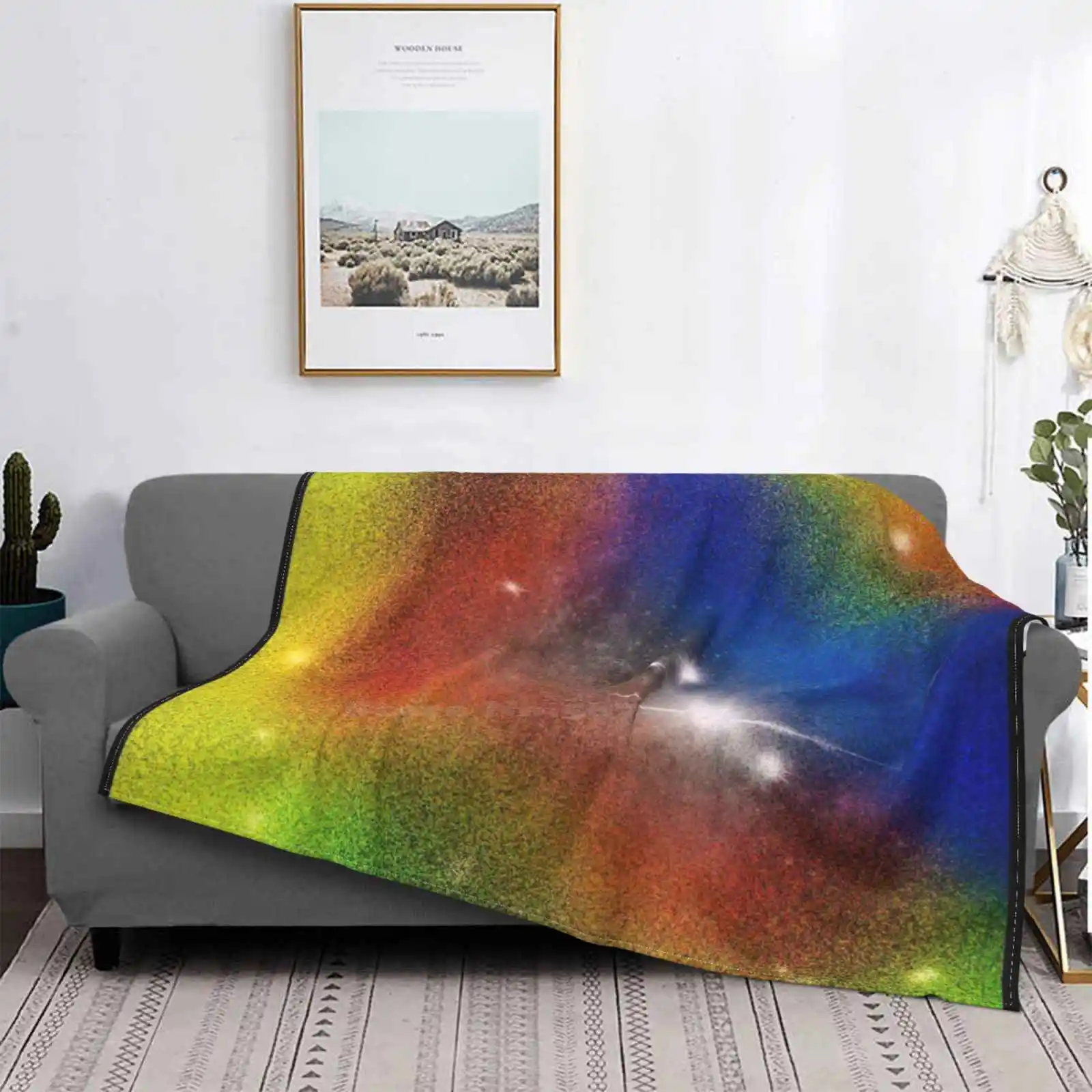 Untitled Creative Design Light Thin Soft Flannel Blanket Abstract Space Rainbow Colorful Stars Star Dust