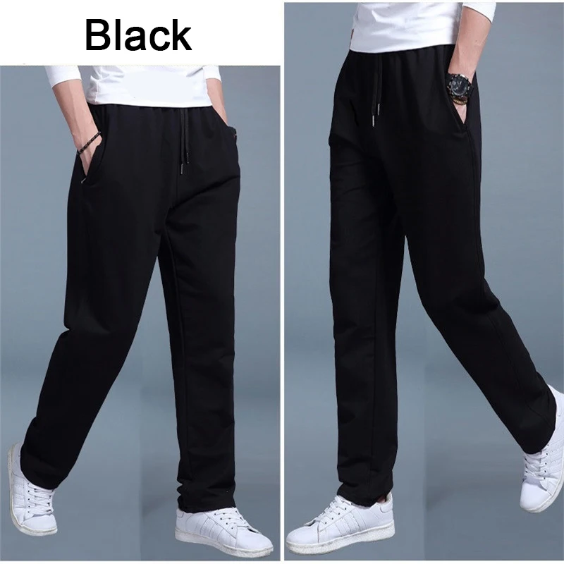 Men Autumn Summer Sports Running Pants Pockets Training Elastic Waist Jogging Casual Trousers Sweatpants Solid Fitness fattening