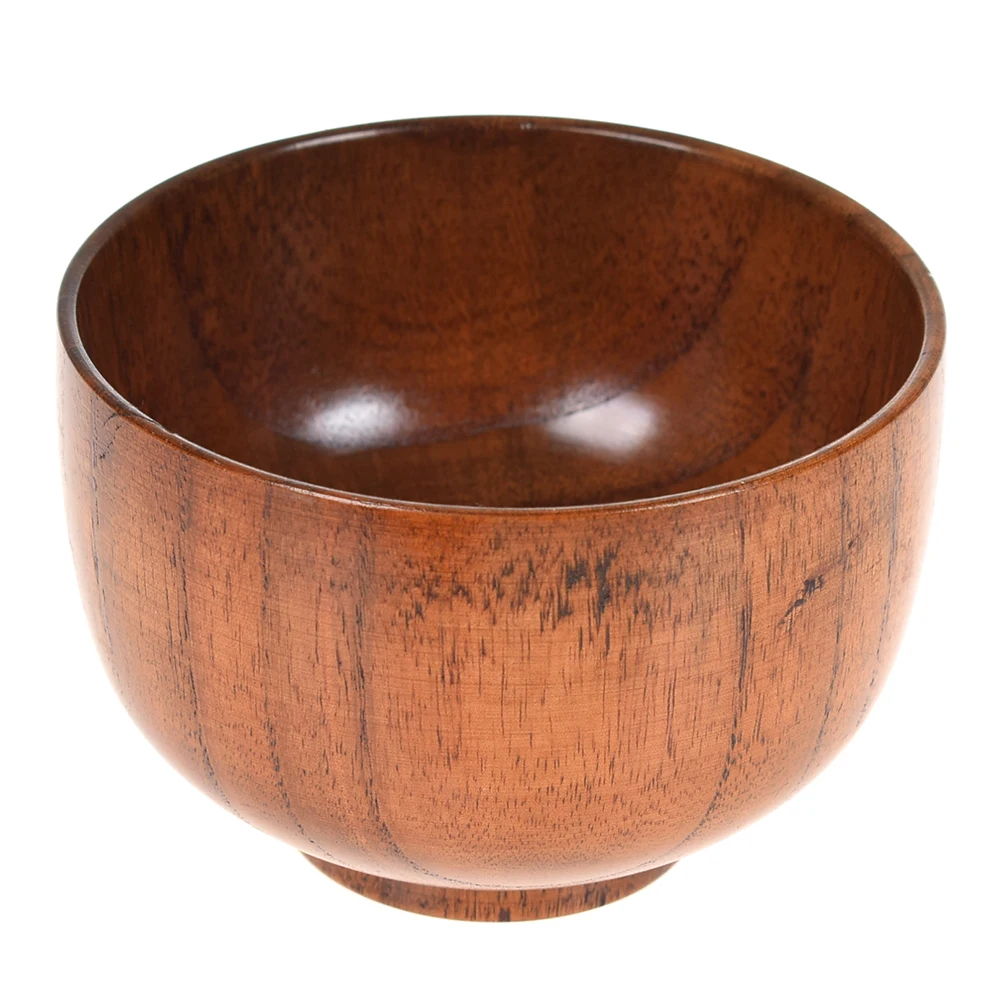 Japanese Style Wooden Bowl Soup/Salad Rice Bowls Natural Wood Tableware 1pcs