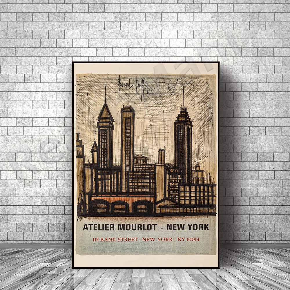 Bernard Buffet Atelier Mourlot-New York (NYC Skyline), vintage exhibition poster wall art print