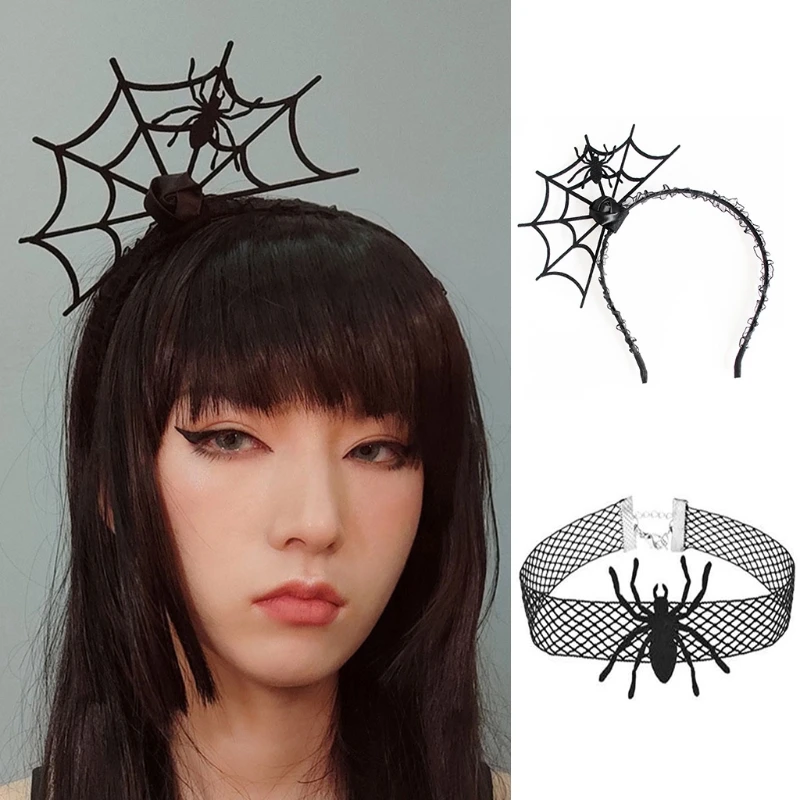 Halloween Headwear Spinne Bahnen Stirnband Spitze Halskette Fancy Dress-up Kopfstück für Cosplay Partei Neuheit Kopfschmuck