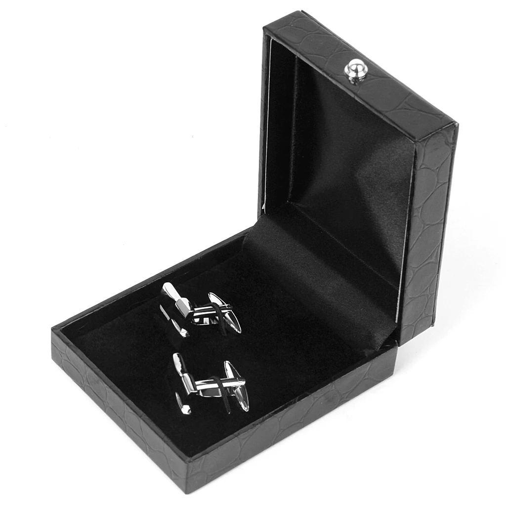 

Black PU Leather Tie Clip Cufflinks Storage Gift Box Case Display Holder