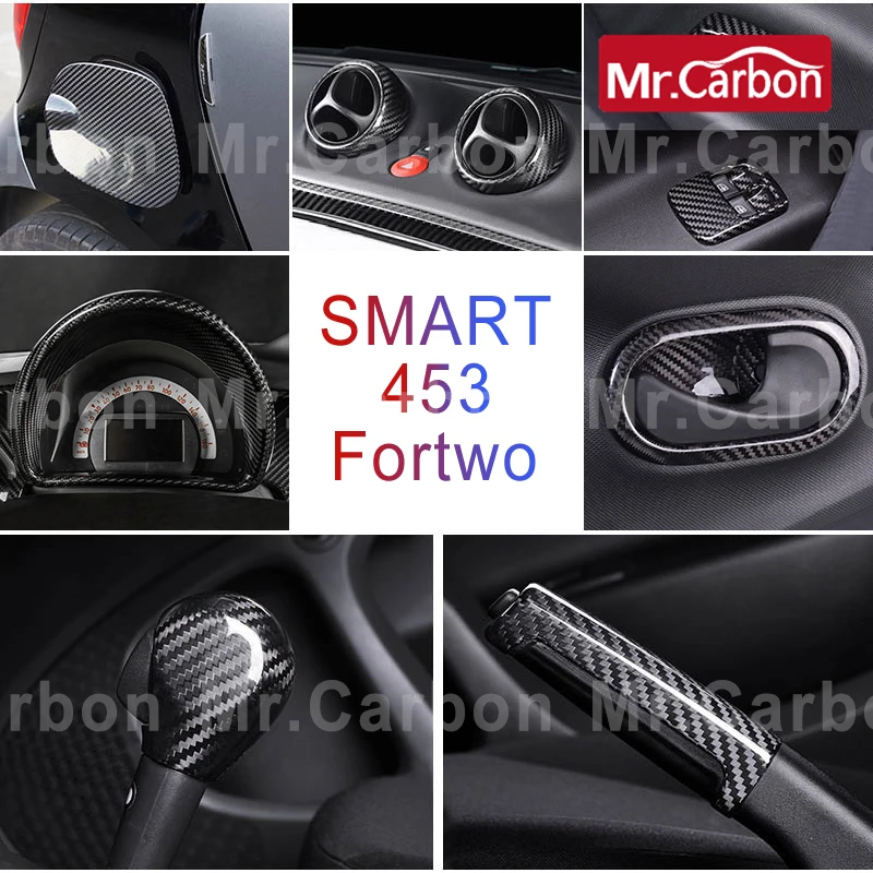 Real Carbon Fiber Cover Gear Lever Protective Shell For Mercedes Smart New 453 Fortwo Interior Styling Tachometer Accessories
