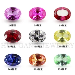 Oval Shape Synthetic 5# 8# 34# White Yellow Red Blue Corundum StoneCabochon Flat Bottom Gems Beads For Jewelry DIY 5PCS 50PCS