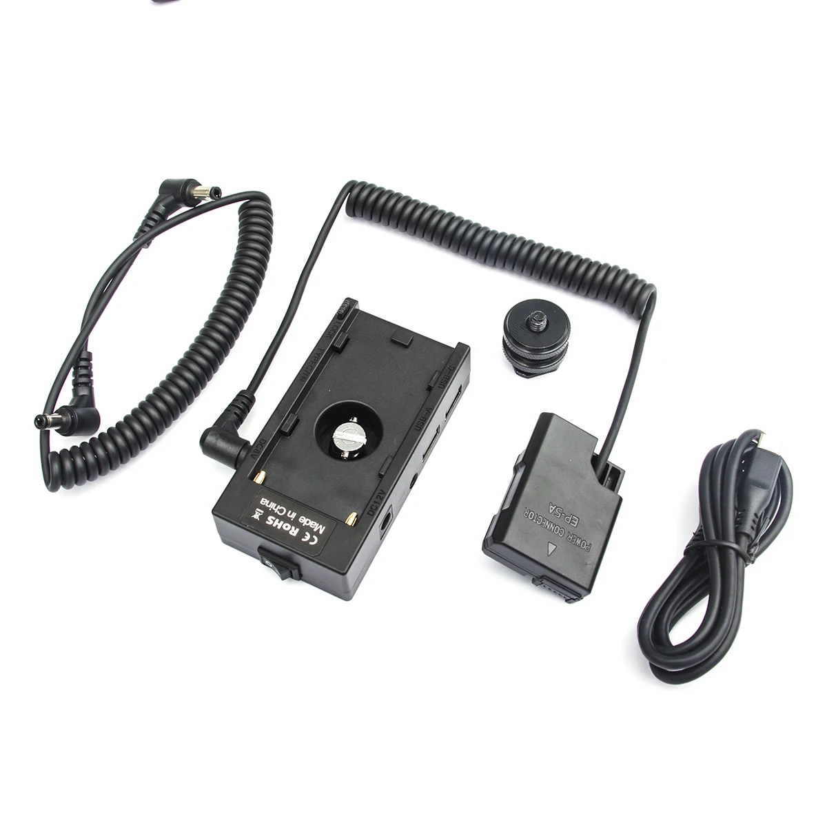 Battery Mount Plate Power Supply + EN-EL14 EL14A EP-5A Dummy Battery Kit for Sony F770 F970 and Nikon D5600 D5500 D5300 Camera