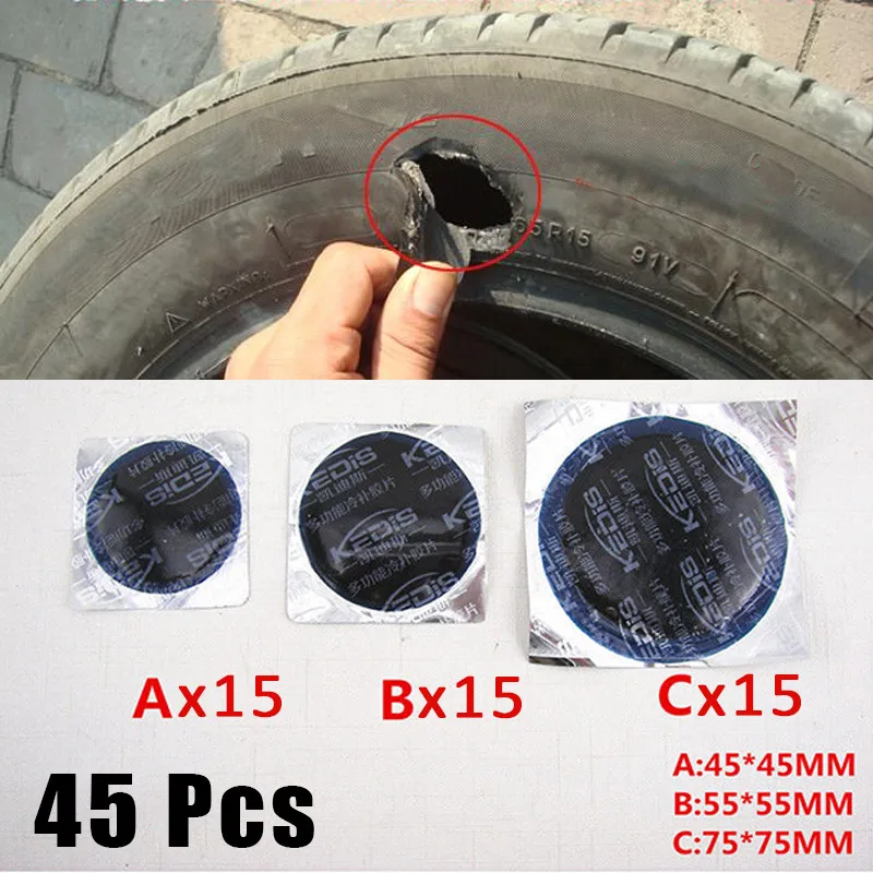 45PCS Car Auto Round Rubber Bicycle Tire Patch Cycle Repair Tools Cycling Bike Tire Tyre Inner Tube Puncture Repair Tool