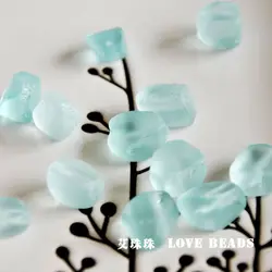 4 Pcs/Lot  Frosty Glass Beads Nuggets Pink Blue Yellow Jewelry Making DIY for Women Recycled Glass