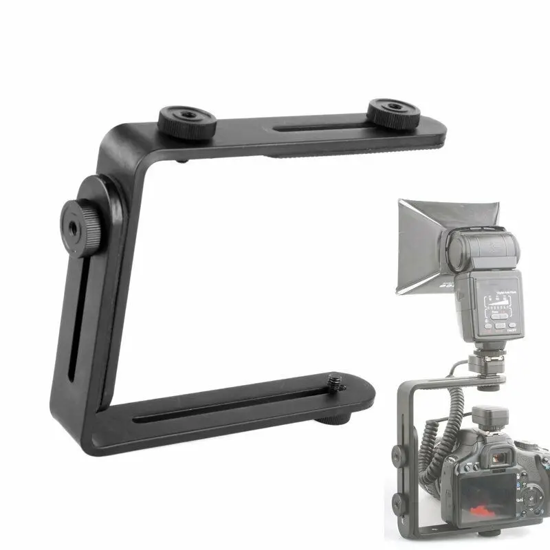 JINTU Dual L Shape Camera Flash L Bracket bilateral frame twin double L-bracket Speedlite & DSLR Camera Holder/Mount, Photo Stud