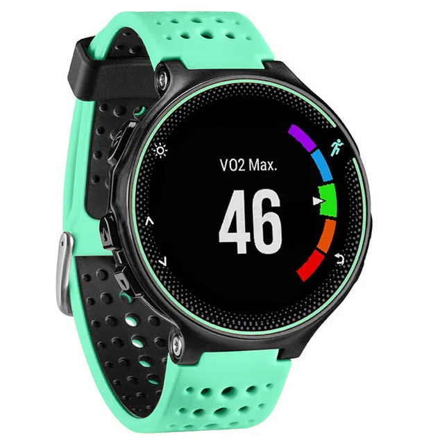 Akbnsted 15 cores pulseira de relógio de silicone macio para garmin forerunner 230/235/220/620/630/735 relógio esportivo, pulseira de substituição
