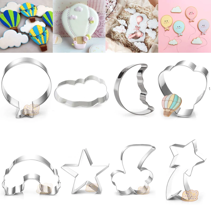1 stücke Regenbogen Wolke Mond Ballon Starinless Stahl Cookie Cutter Fondant Kuchen Dekor Werkzeuge Bäckerei Keks Form Konditorei Form