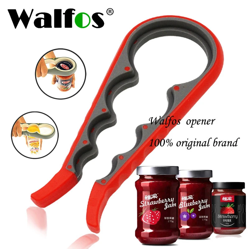 

WALFOS Lid Jar Opener 4 In 1 Handy Screw Cap Jar Openers Multi Purpose Can Opener Bottle Lid Grip Wrench Bottle Kitchen Gadgets