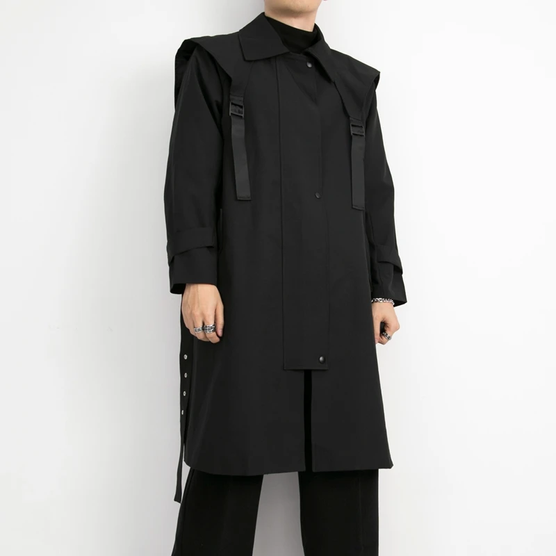 S-6XL!!2020 Function black department of fashion men in long windbreaker personality heavy craft over the knee coat