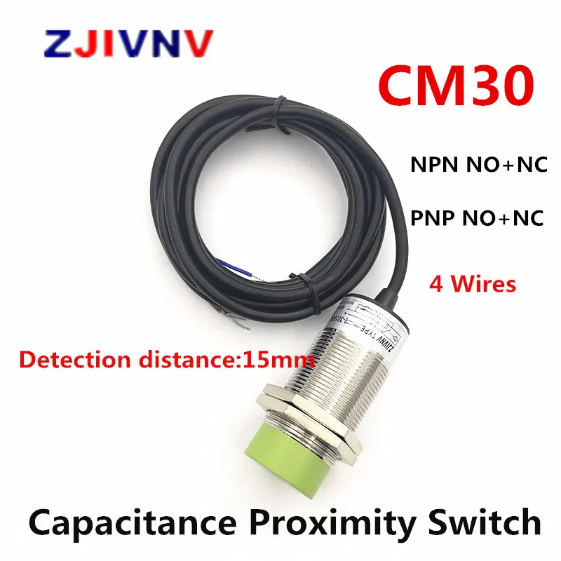

Емкостный датчик приближения M30 NPN PNP 10-30VDC NO + NC, 4 провода, расстояние 15 мм для счетчика и определения уровня материала