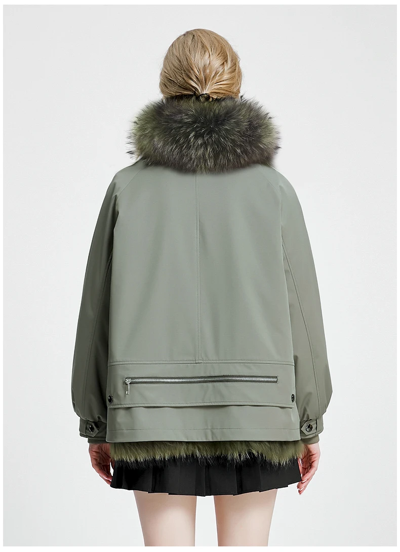 Parka da donna in pelliccia di procione grande moda invernale cappotto di fodera di coniglio reale di buona qualità colletto di pelliccia naturale