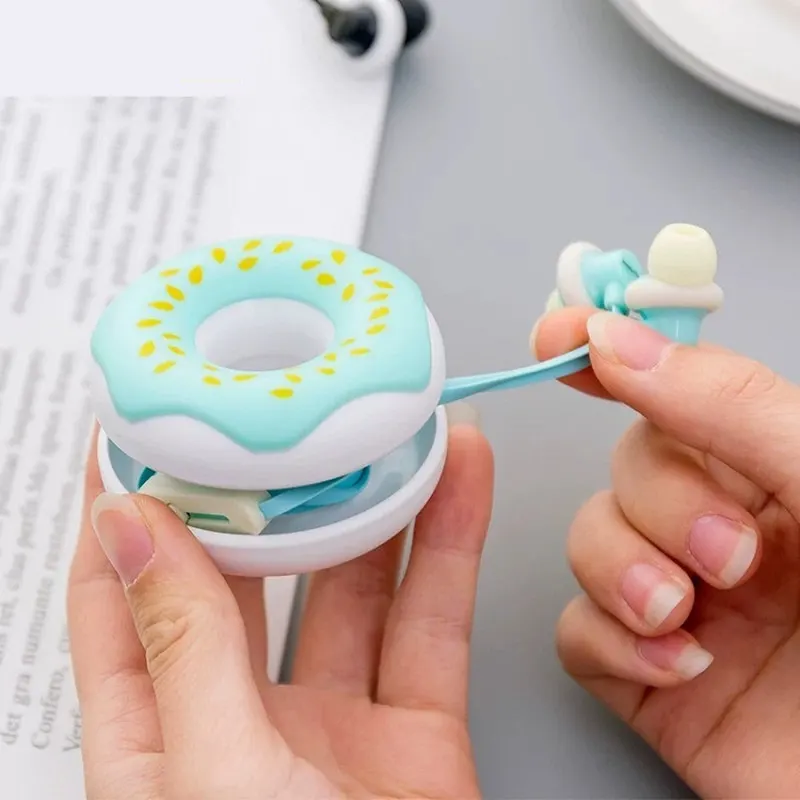 Cute Donuts Macarons Earphones 3.5mm in-ear Stereo Wired Earbuds with mic Earphone Case for Kids iPhone Xiaomi Girls MP3 Gifts
