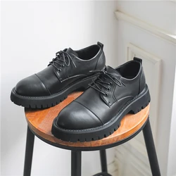 New Casual Fashion Trend Men Shoes Thick Bottom Breathable Lace-up Real Leather Loafers Men Luxury Sneakers Tooling Oxfords