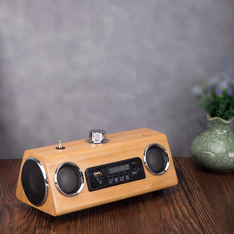 

Wooden Bluetooth Speaker Wireless Smart Speaker Rechargeable Connection USB Player