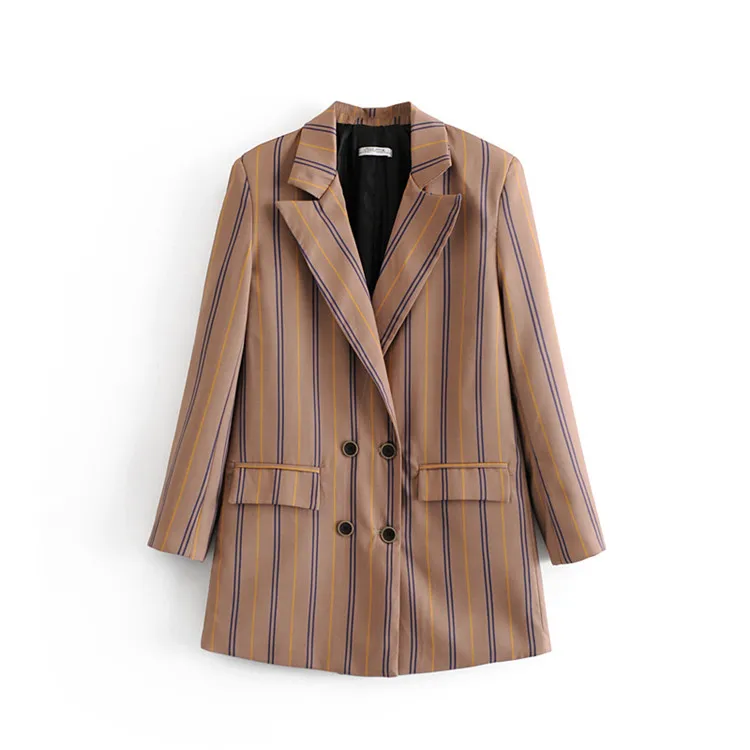 

Women Striped Blazer 2020 Spring Autumn New Loose Double Breasted Long Sleeve Female Casual Coats Office Lady Blazers Outerwear