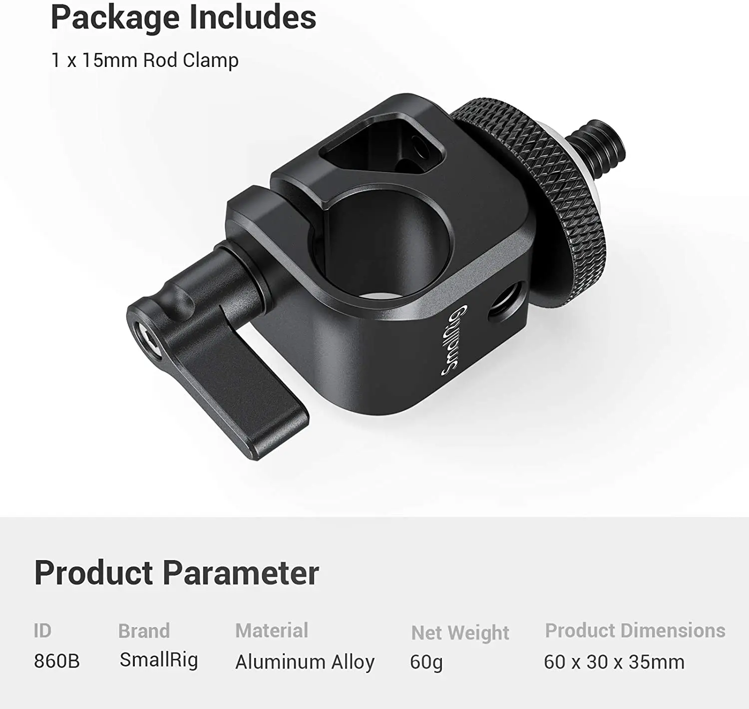 SmallRig DSLR Rig System 15mm Rod Clamp with 1/4\