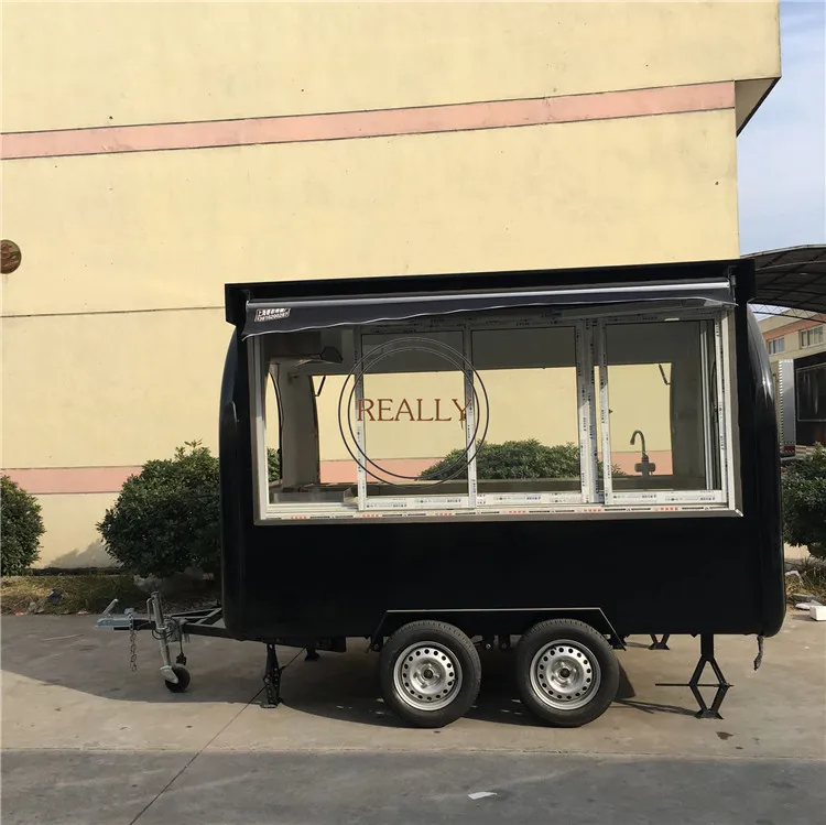 3m double axles fried ice cream cart, ice cream trailer with sliding window & canopy