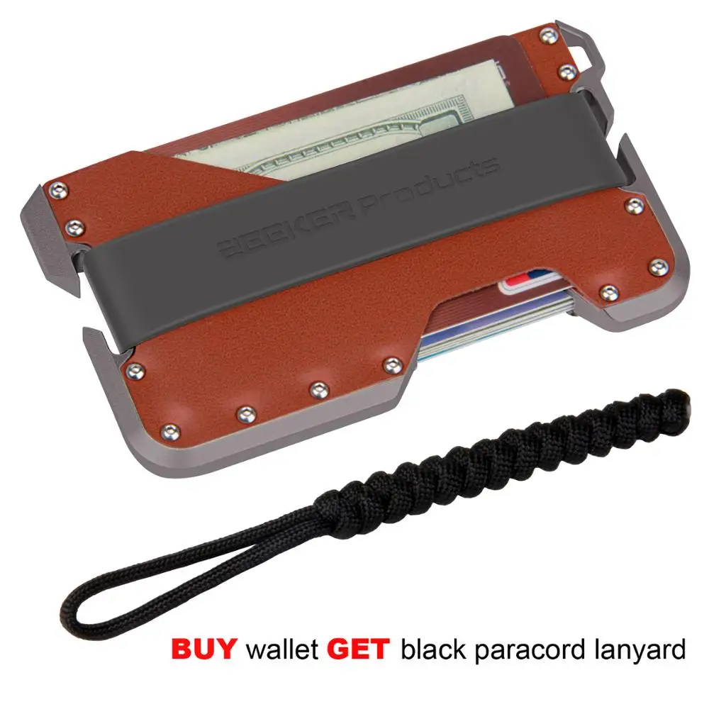 ZEEKER New Aluminum RFID Blocking Credit Card Holder Genuine Leather Minimalist Wallet Grey Metal For Men&Women