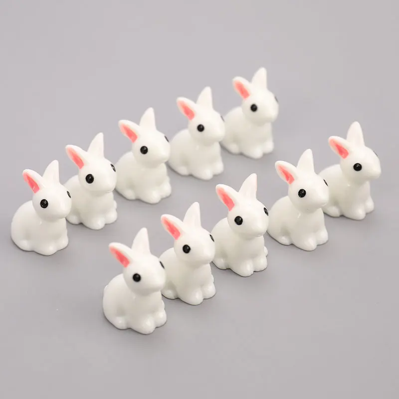 12pcs Mini Rabbit Easter Decoration Miniature Hare Animal Figurine Resin Craft Bunny Garden Ornament DIY Accessories