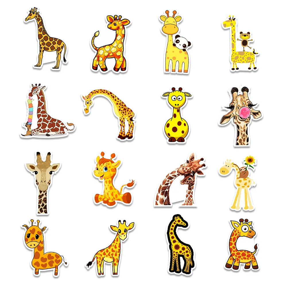 10/30/50 pçs girafa animal adesivos portátil guitarra geladeira skate à prova dwaterproof água graffiti adesivo decalque crianças brinquedos clássicos