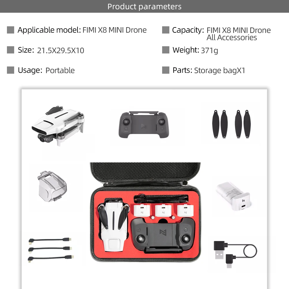 Портативный чехол X8 Mini, Противоударная сумка, защитная коробка, чехол для переноски Fimi X8, аксессуары для мини-дрона, сумка для хранения