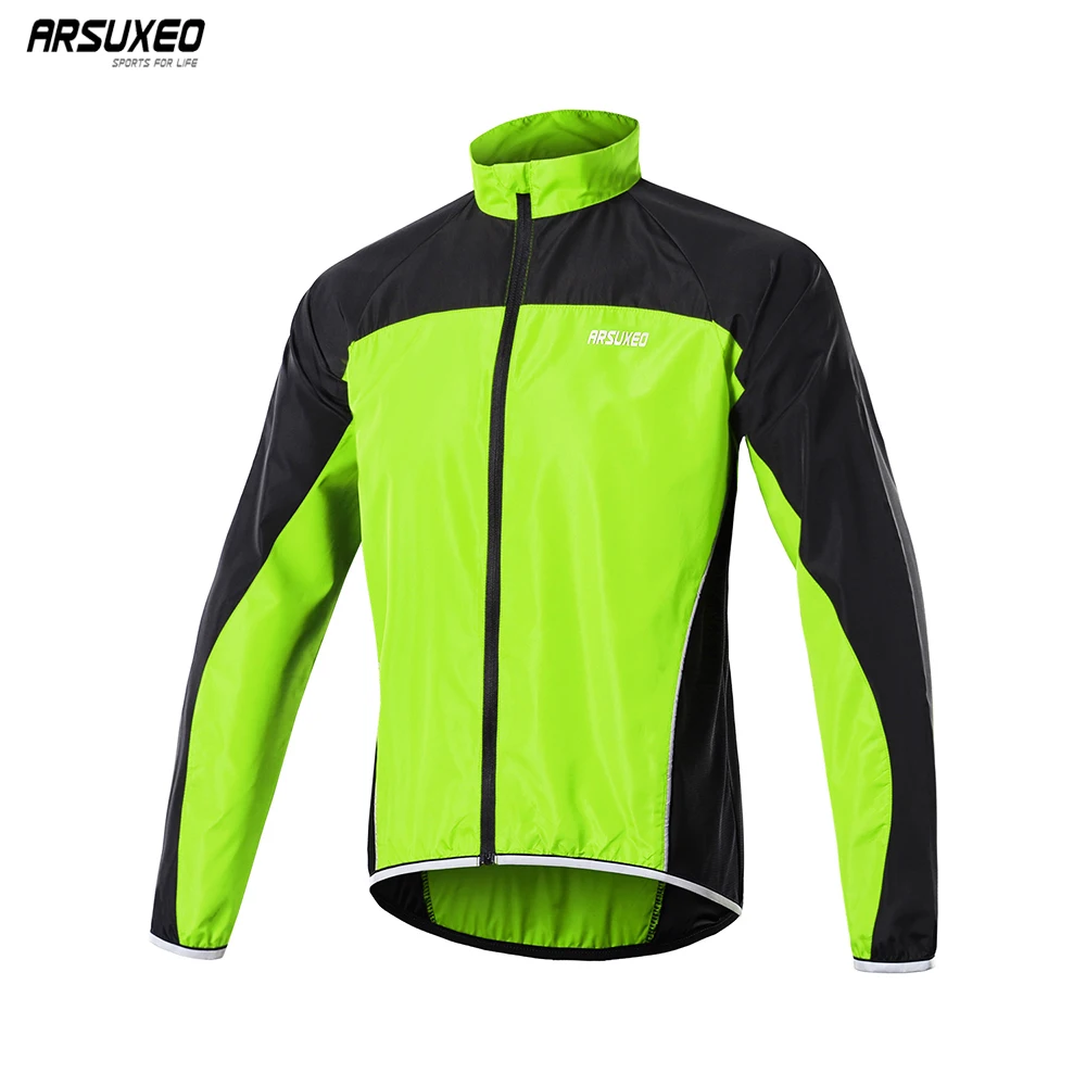 

ARSUXEO Men's Cycling Windbreaker Windproof Cycling Jacket MTB Mountain Bike Jersey Bicycle Rain Coat Reflective 016