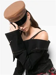 USPOP-gorros de invierno para mujer, gorras gruesas y cálidas de lana bordadas con letras S M L, gorras militares de retazos a cuadros