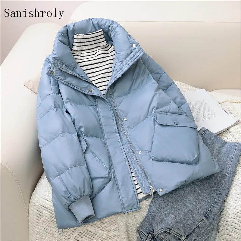 2021 Autumn Winter Women Warm Thicken White Duck Down Jacket Female Oversize Down Coat Loose Big Size Windbreaker Parka Tops