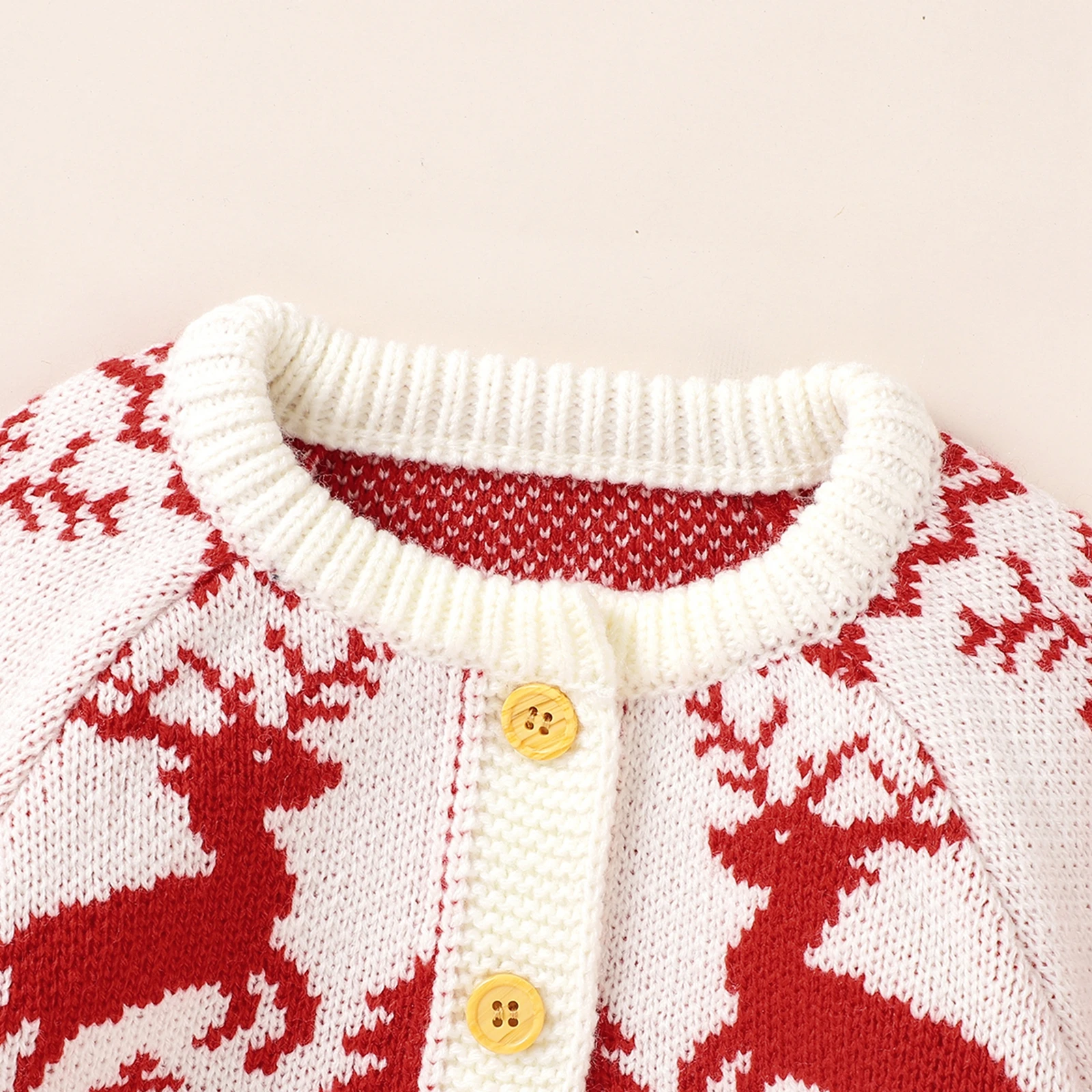 My First Christmas Clothes Rompers Overalls Casual Long Sleeve Jumpsuit with Hat Cute Fawn Knitted Single-breasted Long Pants