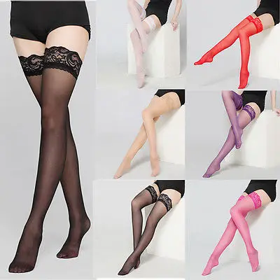 Bas résille longs Sexy en dentelle pour femmes, collants de maintien, haut transparent noir, Lingerie pour femmes