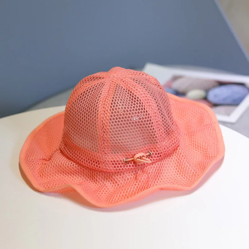 Summer Children Bucket Hat Mesh Breathable Panama Hats For Kids Adjustable Sun Hat Boys Girls Outdoor Beach Cap